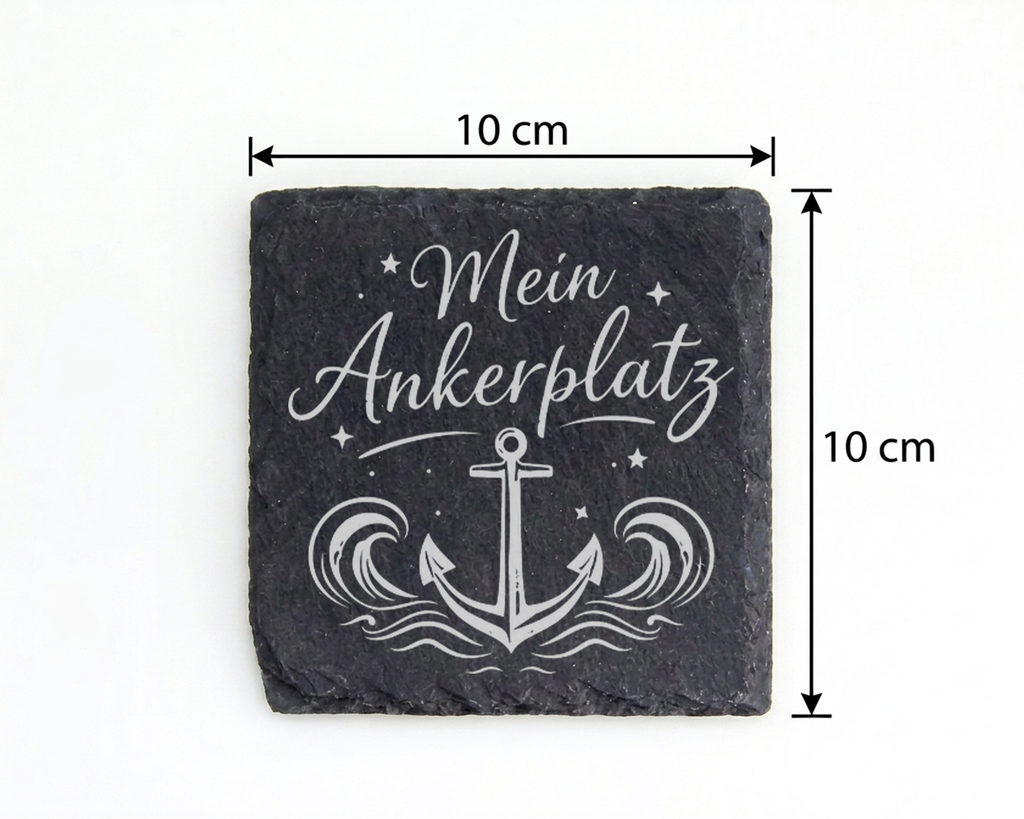 Schiefertafel Untersetzer Mein Ankerplatz maritim Geschenk für Segler  – Bild 4