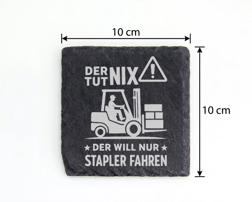 Schiefer Untersetzer Gabelstapler Tut Nix Will Nur Fahren - Lustiges G – Bild 4