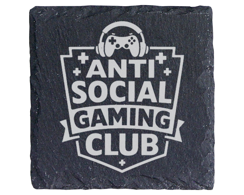 Schiefer Untersetzer Anti Social Gaming Club - Lustiges Geschenk Für G – Bild 1