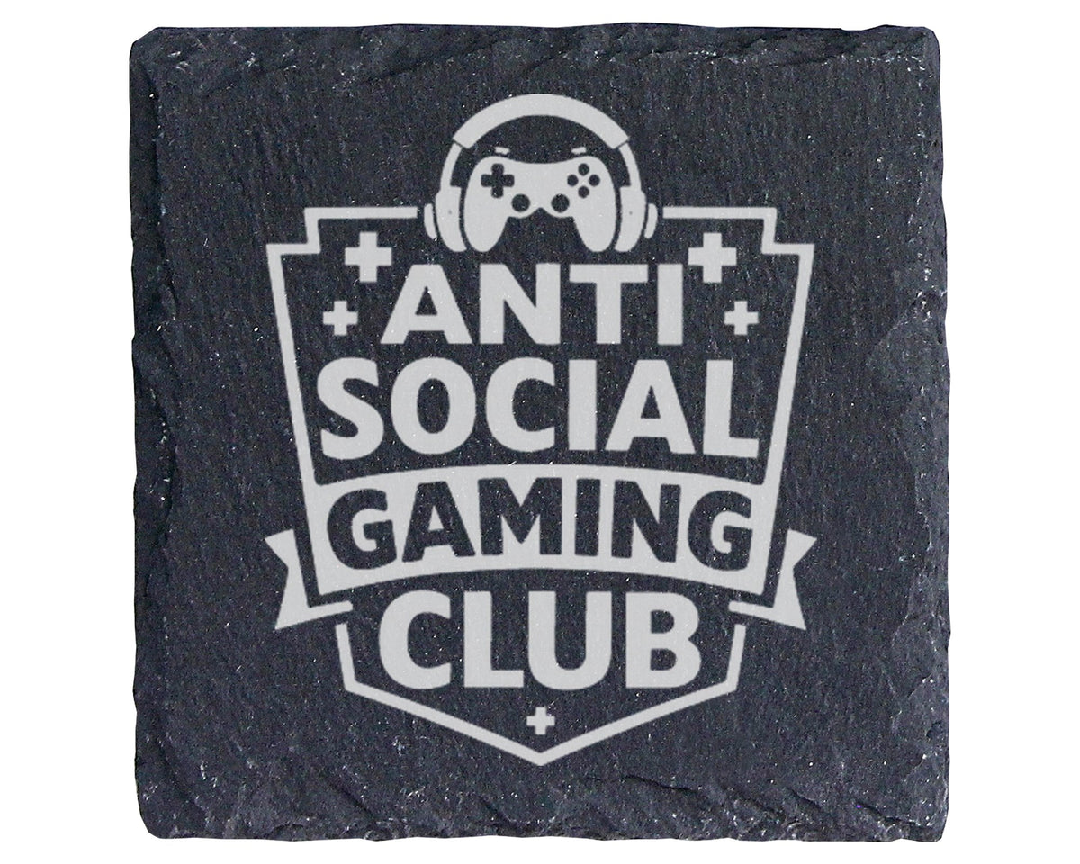 Schiefer Untersetzer Anti Social Gaming Club - Lustiges Geschenk Für G – Bild 1