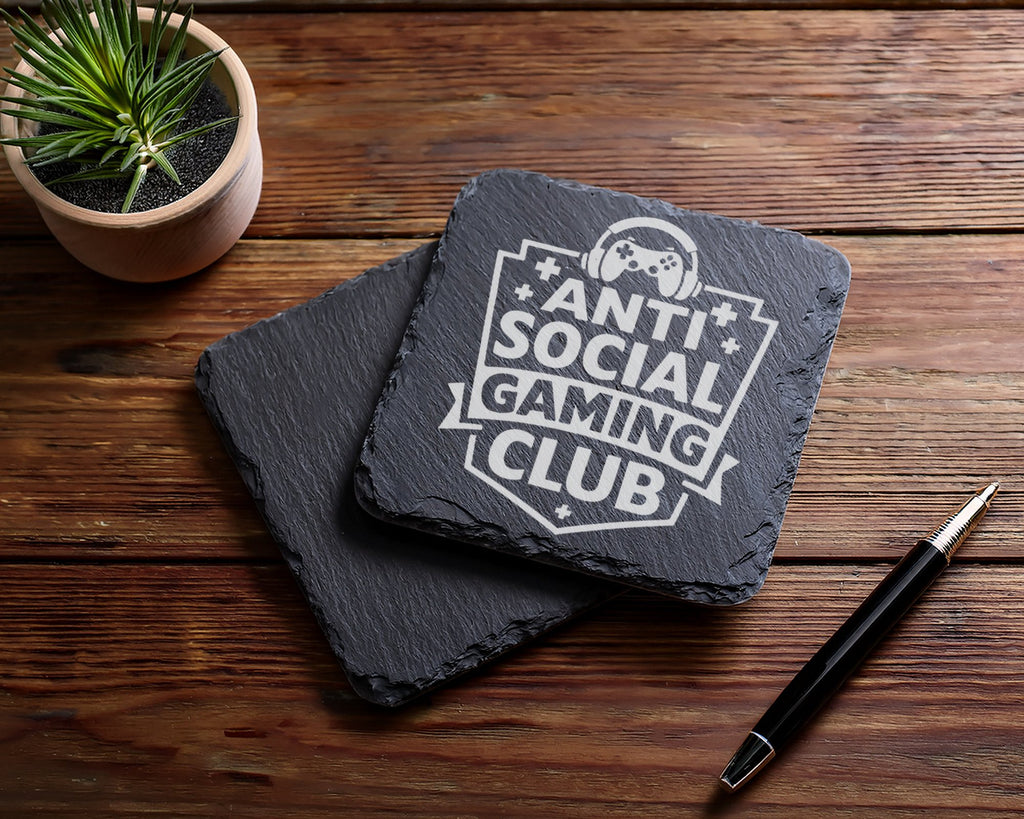 Schiefer Untersetzer Anti Social Gaming Club - Lustiges Geschenk Für G – Bild 5