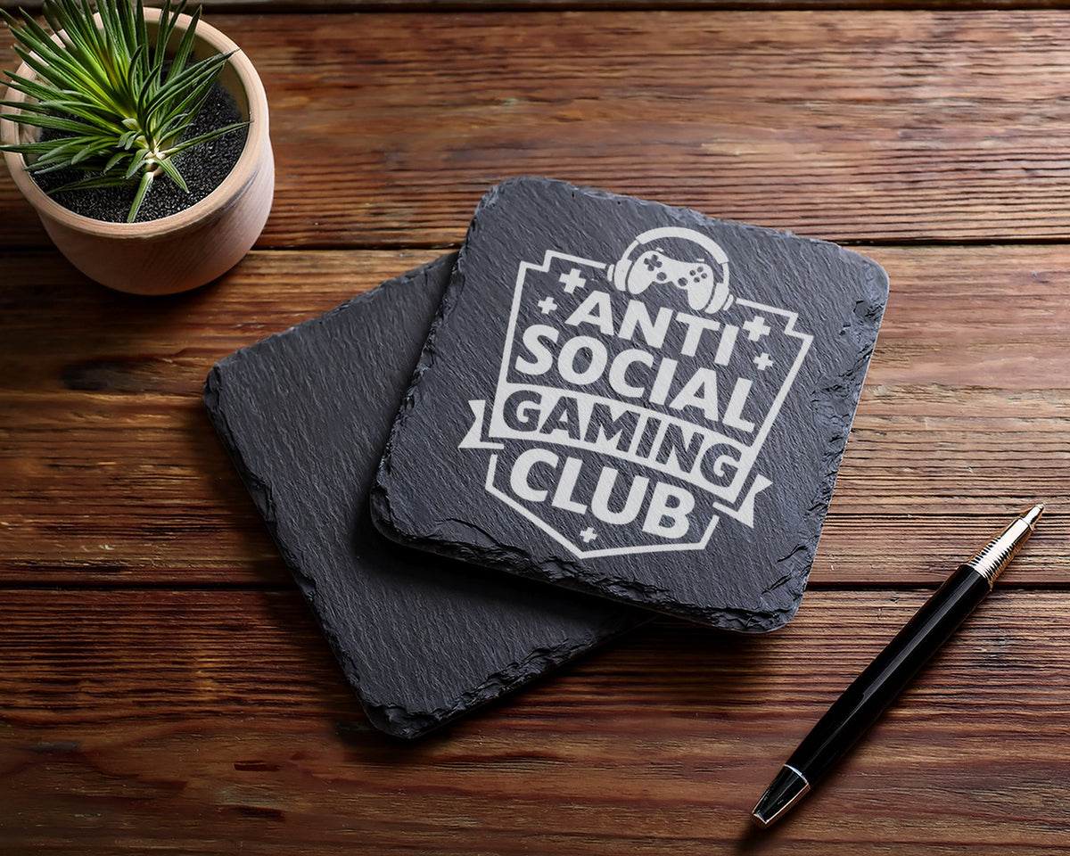 Schiefer Untersetzer Anti Social Gaming Club - Lustiges Geschenk Für G – Bild 5