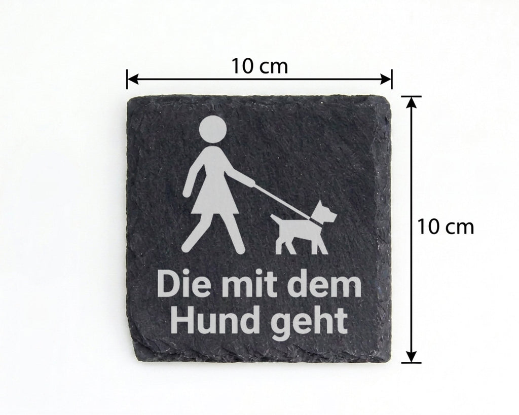 Schiefer Untersetzer Die Mit Dem Hund Geht - Geschenk Für Frauchen Hun – Bild 4