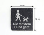 Schiefer Untersetzer Die Mit Dem Hund Geht - Geschenk Für Frauchen Hun – Bild 4