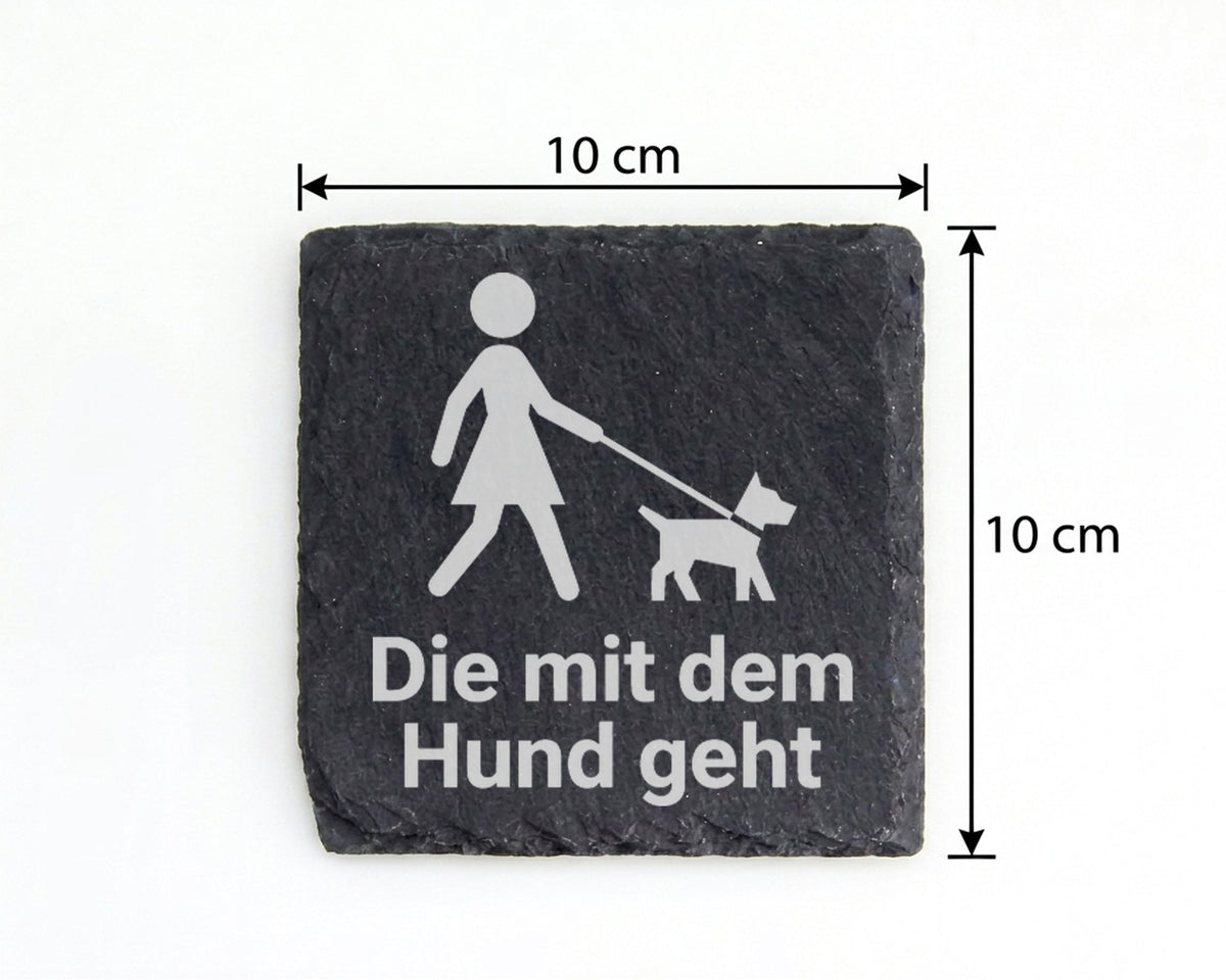 Schiefer Untersetzer Die Mit Dem Hund Geht - Geschenk Für Frauchen Hun – Bild 4