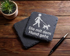 Schiefer Untersetzer Die Mit Dem Hund Geht - Geschenk Für Frauchen Hun – Bild 5
