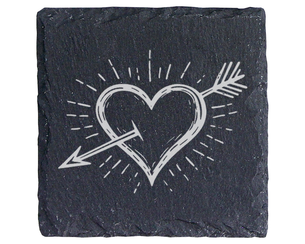 Schiefertafel Untersetzer Herz mit Pfeil Liebe Geschenk für Freundin V – Bild 1
