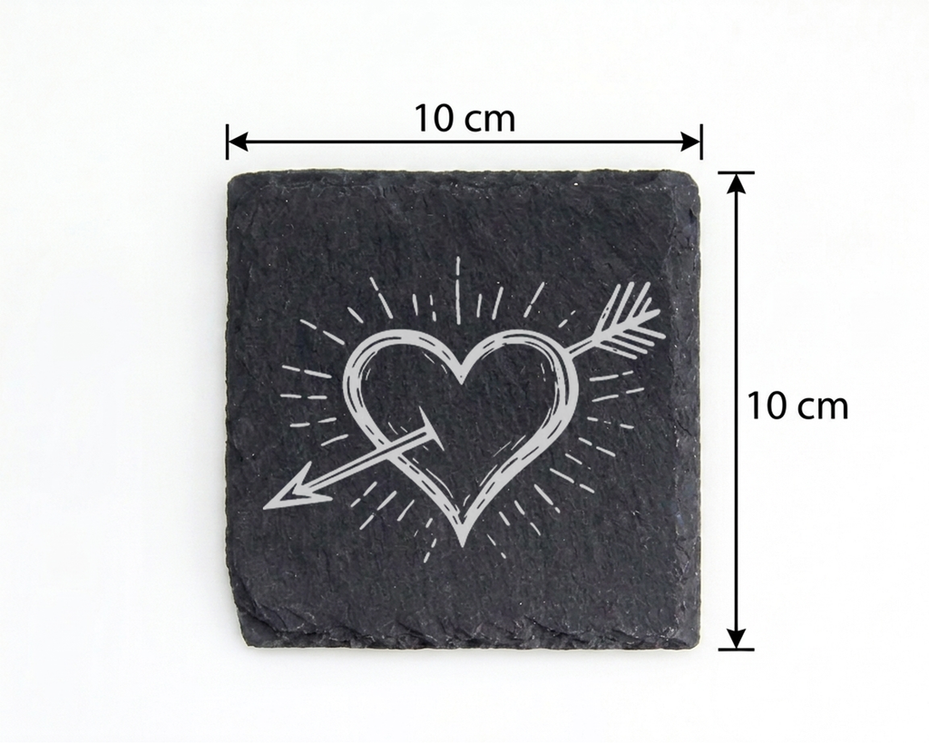 Schiefertafel Untersetzer Herz mit Pfeil Liebe Geschenk für Freundin V – Bild 4