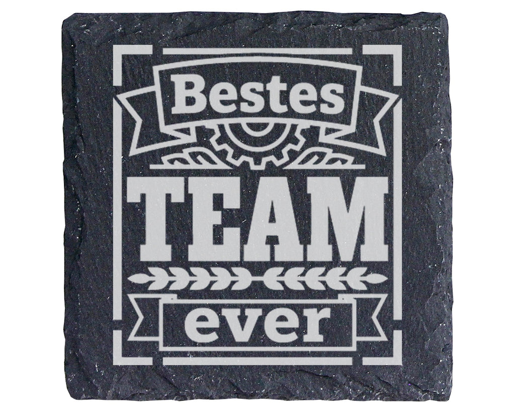 Schiefer Untersetzer Bestes Team Ever Zahnrad - Geschenk für Kollegen  – Bild 1