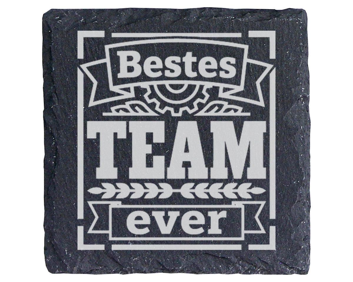 Schiefer Untersetzer Bestes Team Ever Zahnrad - Geschenk für Kollegen  – Bild 1