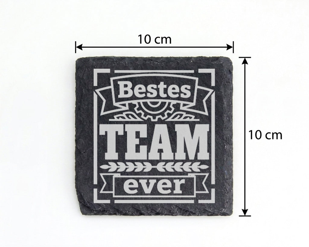 Schiefer Untersetzer Bestes Team Ever Zahnrad - Geschenk für Kollegen  – Bild 4