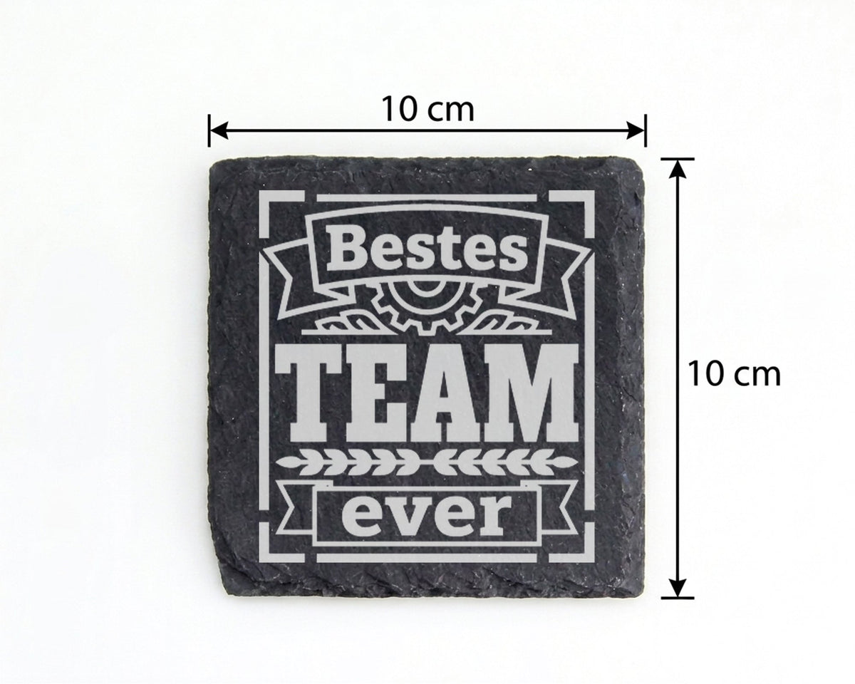 Schiefer Untersetzer Bestes Team Ever Zahnrad - Geschenk für Kollegen  – Bild 4