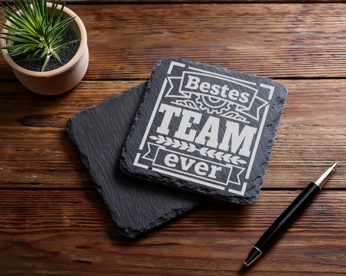 Schiefer Untersetzer Bestes Team Ever Zahnrad - Geschenk für Kollegen  – Bild 5