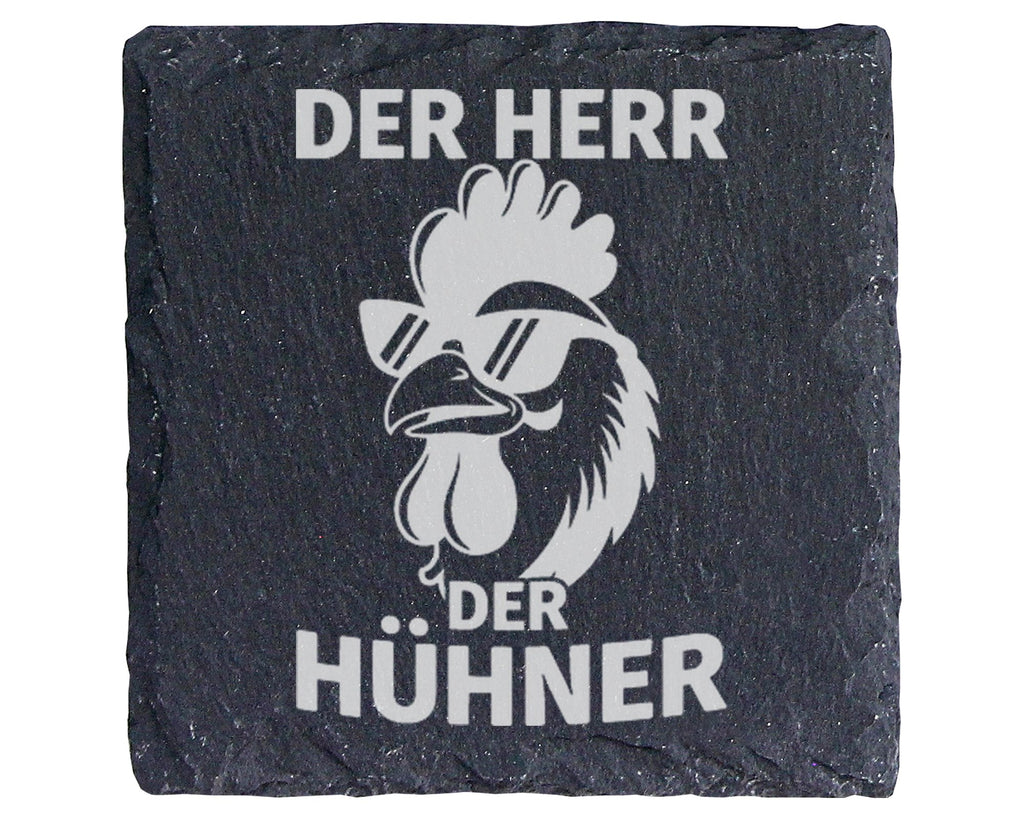 Schiefer Untersetzer Hahn Mit Sonnenbrille Herr Der Hühner - Lustiges  – Bild 1
