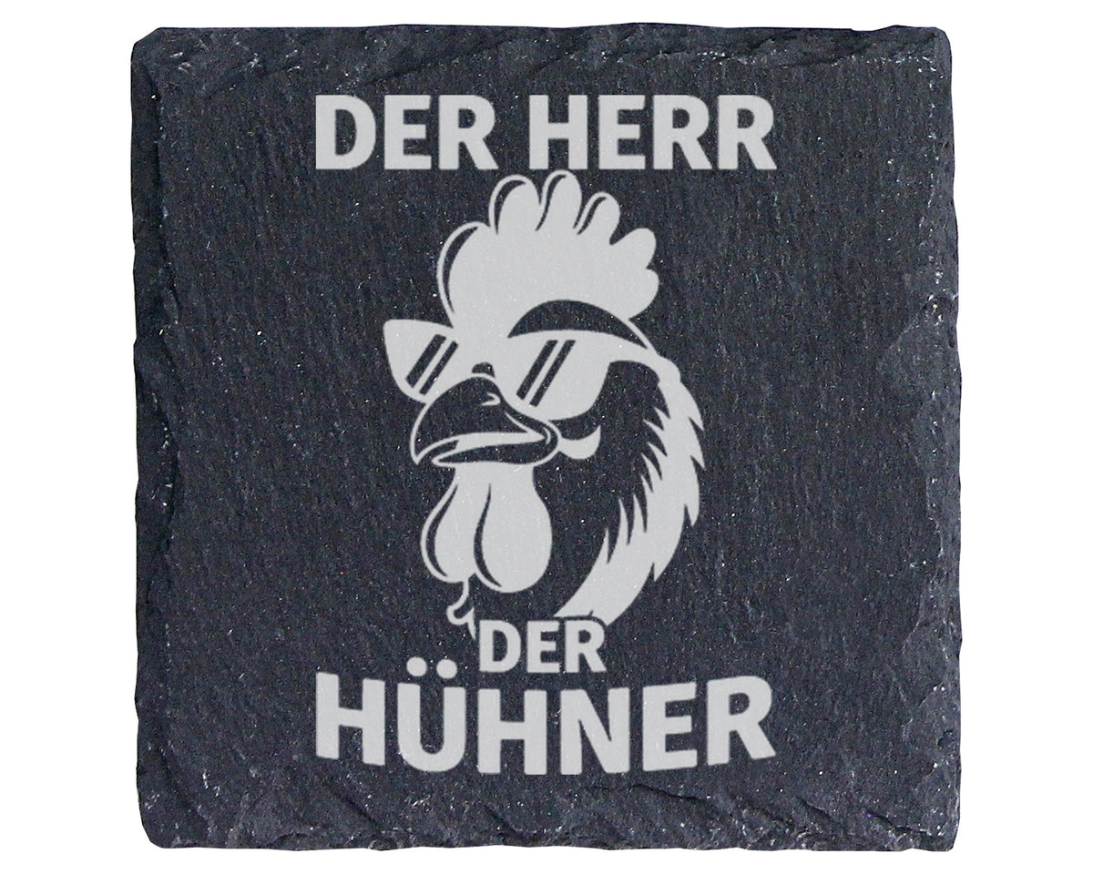 Schiefer Untersetzer Hahn Mit Sonnenbrille Herr Der Hühner - Lustiges  – Bild 1