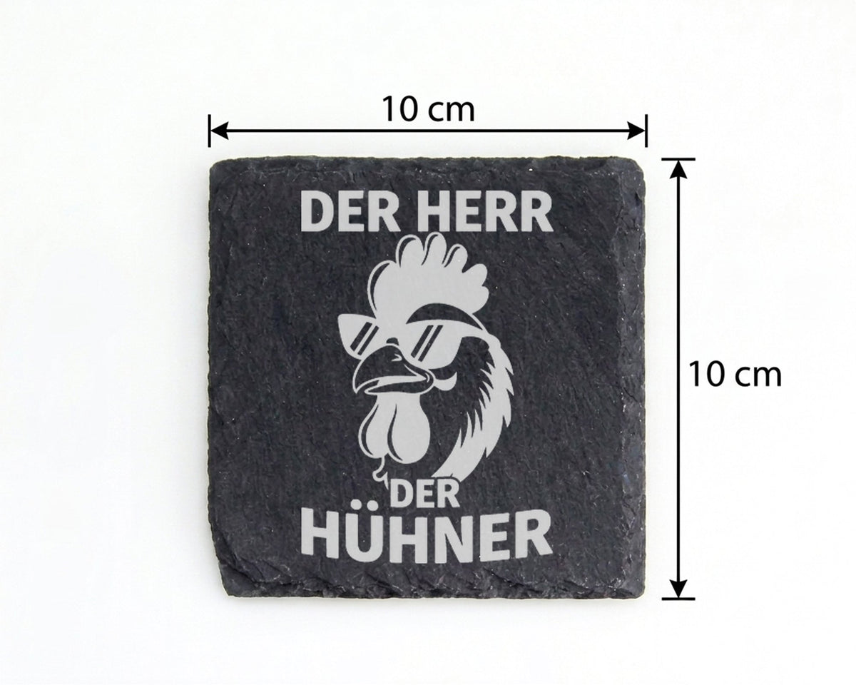 Schiefer Untersetzer Hahn Mit Sonnenbrille Herr Der Hühner - Lustiges  – Bild 4