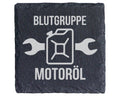 Schiefer Untersetzer Blutgruppe Motoröl Spruch - Geschenk für Mechanik – Bild 1