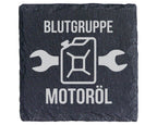 Schiefer Untersetzer Blutgruppe Motoröl Spruch - Geschenk für Mechanik – Bild 1
