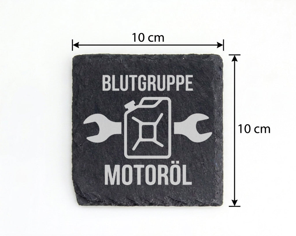 Schiefer Untersetzer Blutgruppe Motoröl Spruch - Geschenk für Mechanik – Bild 4
