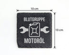 Schiefer Untersetzer Blutgruppe Motoröl Spruch - Geschenk für Mechanik – Bild 4