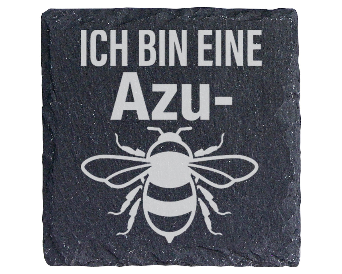 Schiefer Untersetzer Biene Azubi Wortspiel - Lustiges Geschenk für Aus – Bild 1