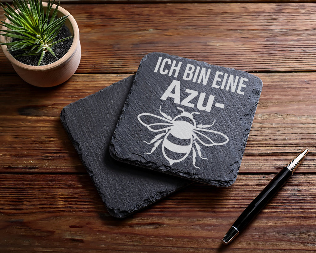 Schiefer Untersetzer Biene Azubi Wortspiel - Lustiges Geschenk für Aus – Bild 5