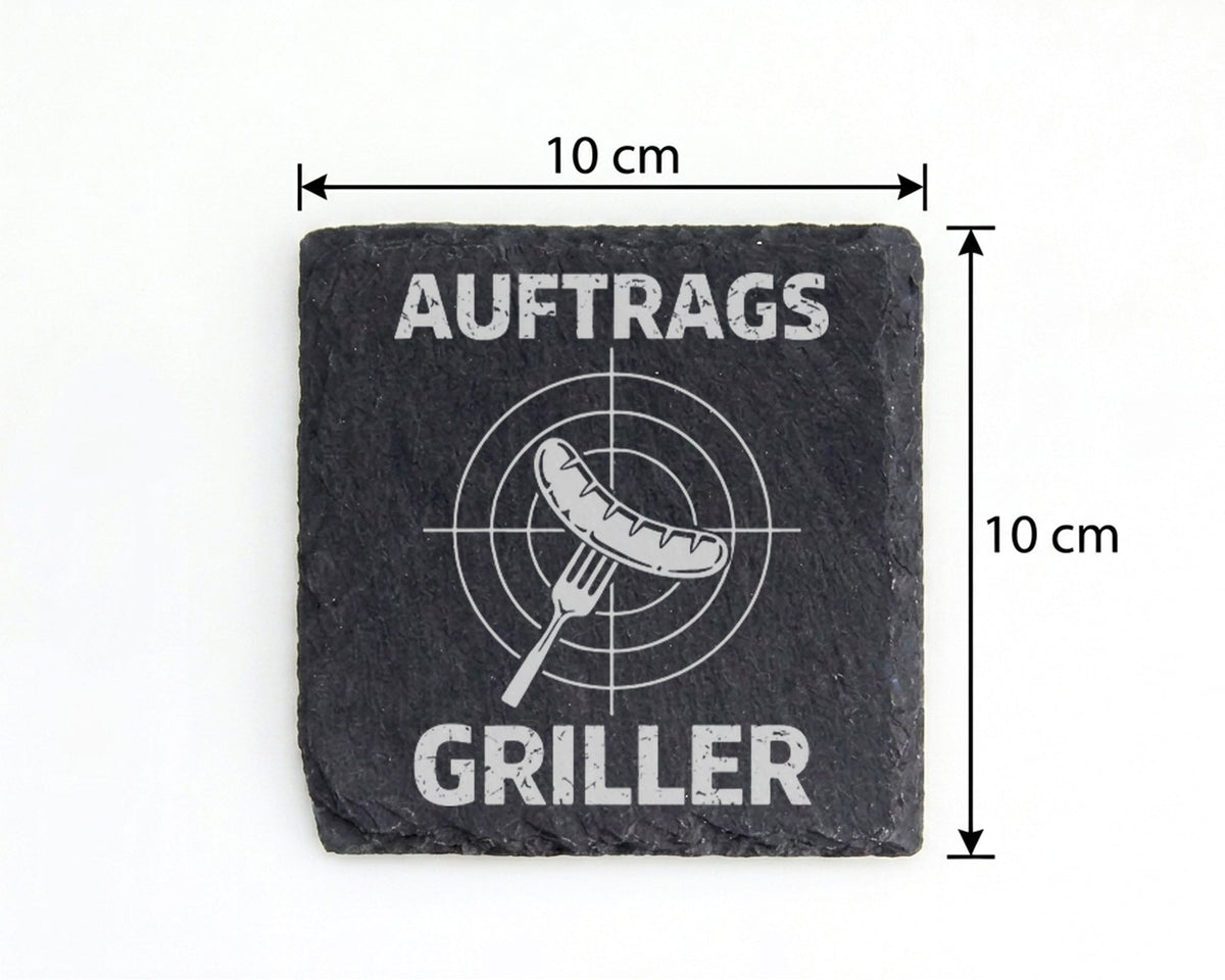Schiefertafel Untersetzer Auftrags Griller Grillmeister Geschenk für M – Bild 4