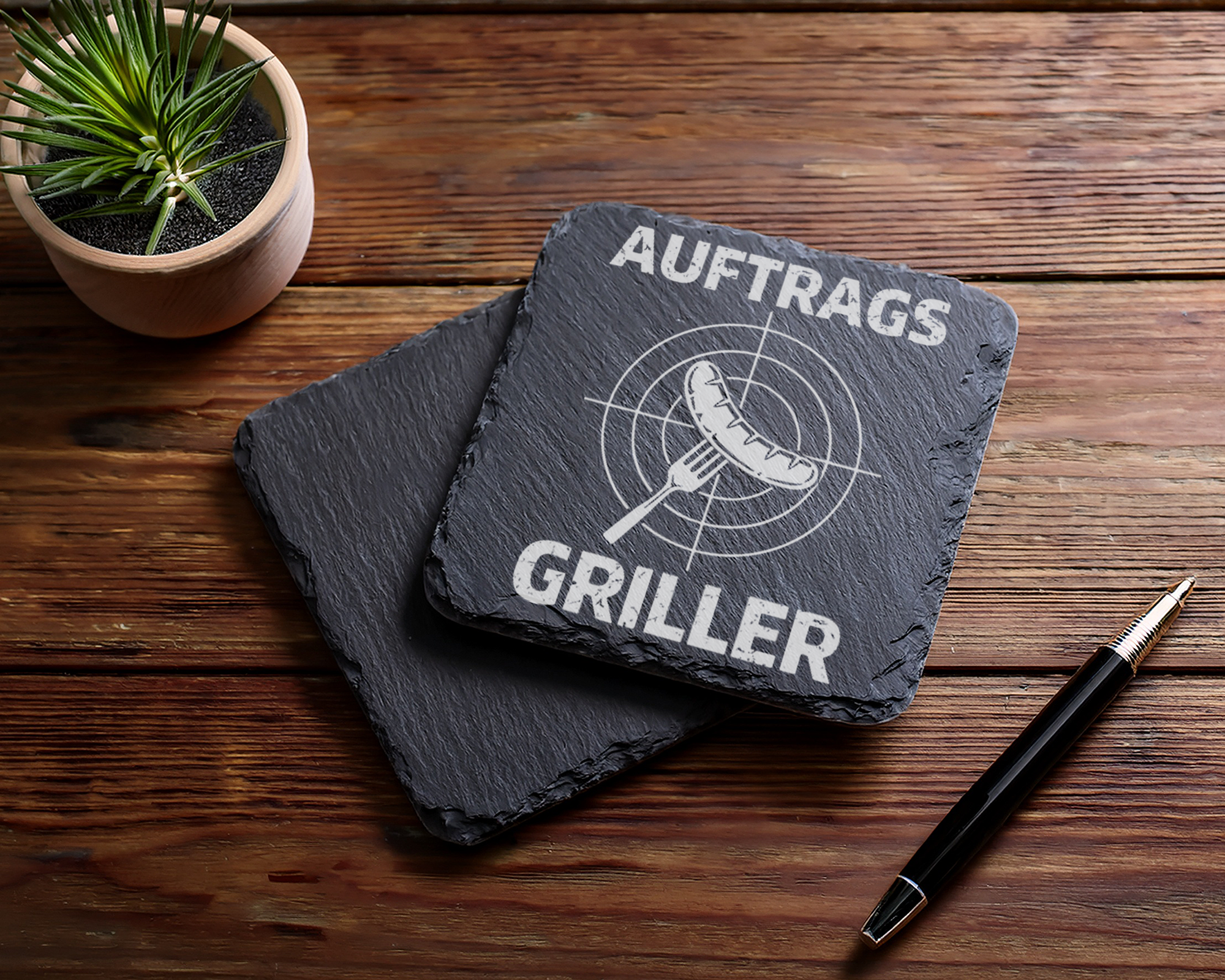 Schiefertafel Untersetzer Auftrags Griller Grillmeister Geschenk für M – Bild 5