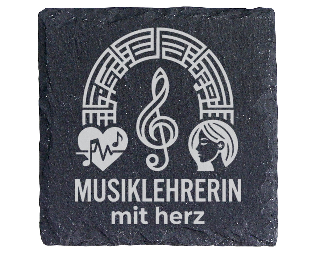 Schiefer Untersetzer Musiklehrerin Mit Herz - Geschenk für Musikerin N – Bild 1