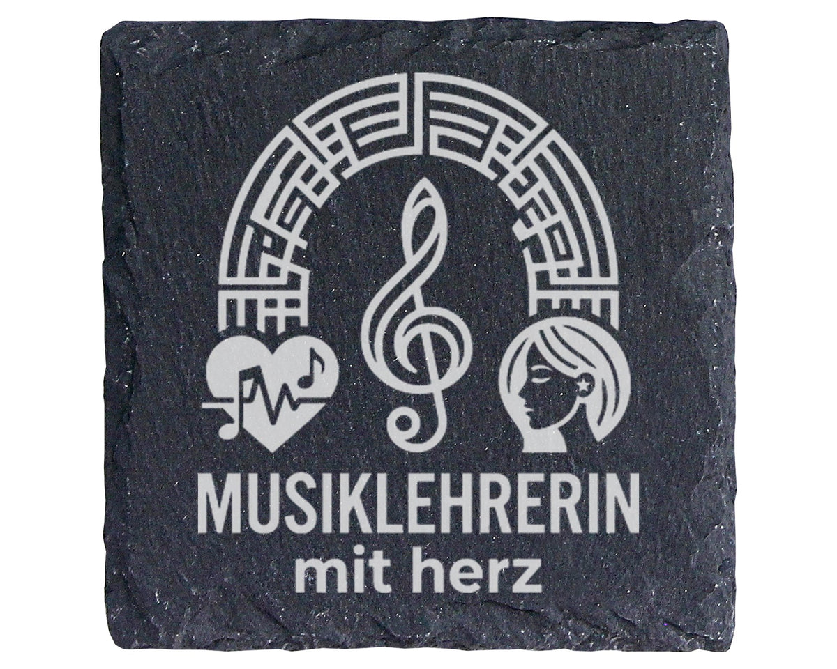 Schiefer Untersetzer Musiklehrerin Mit Herz - Geschenk für Musikerin N – Bild 1
