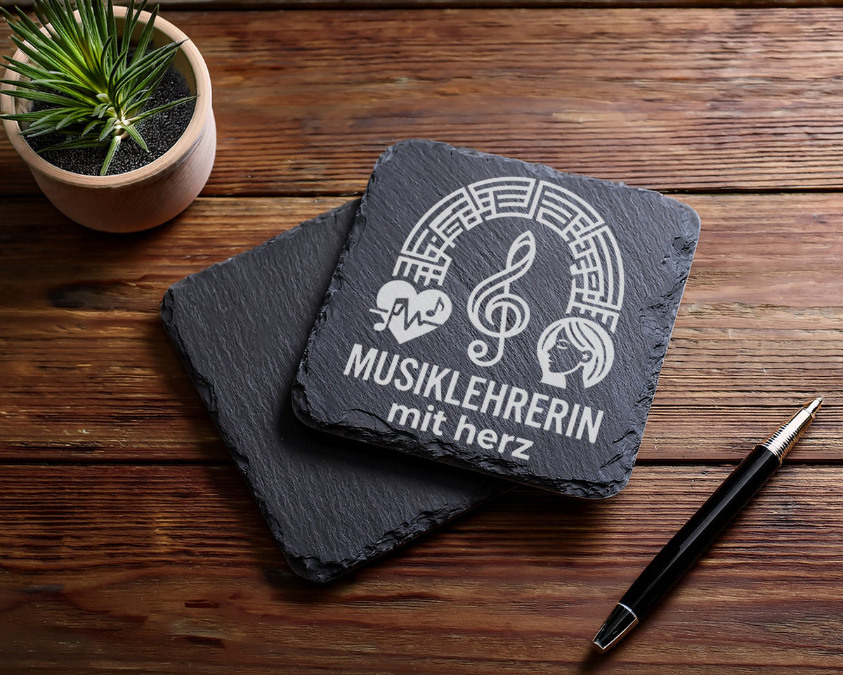 Schiefer Untersetzer Musiklehrerin Mit Herz - Geschenk für Musikerin N – Bild 5