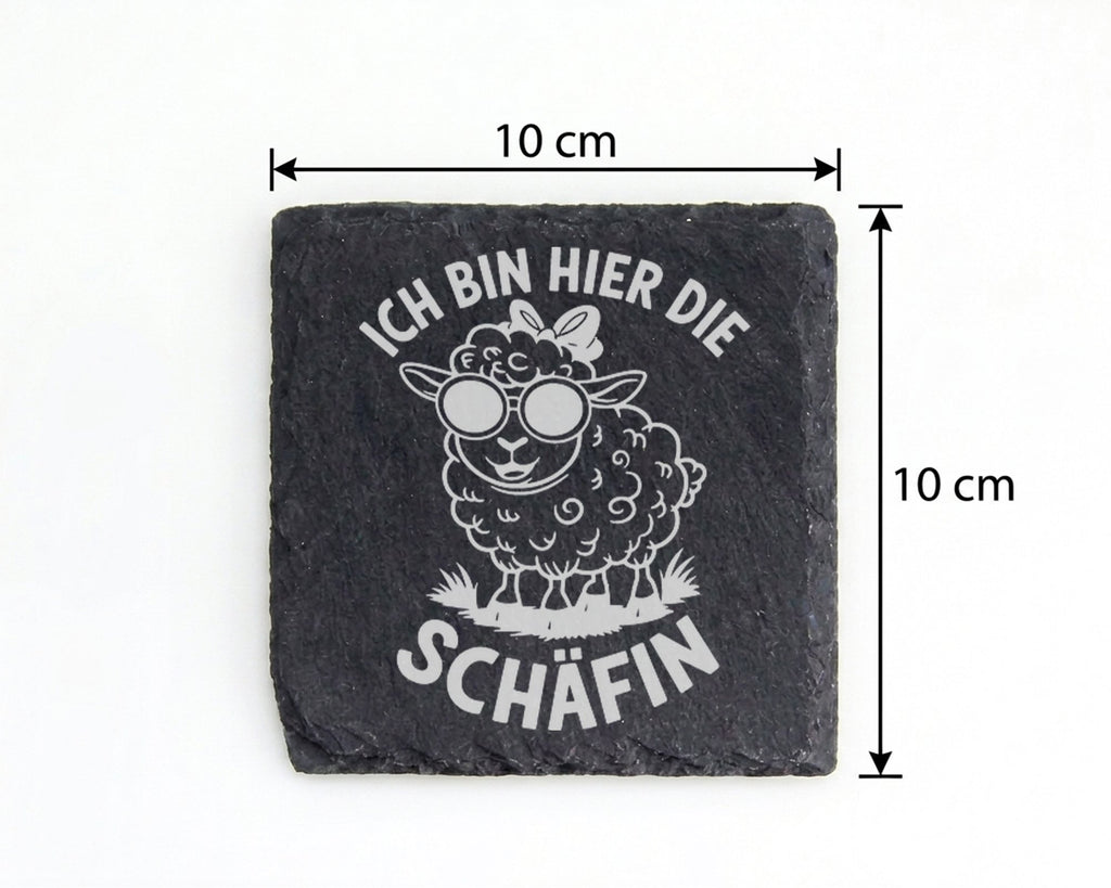 Schiefer Untersetzer Schaf mit Sonnenbrille Ich Bin Hier Die Schäfin - – Bild 4