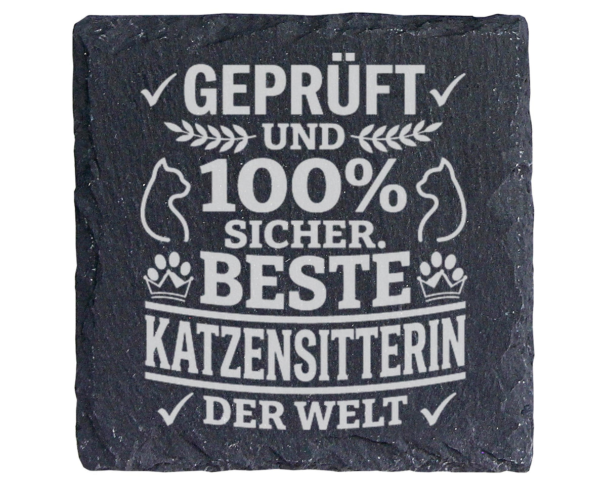 Schiefer Untersetzer Beste Katzensitterin Der Welt - Geschenk Für Tier – Bild 1
