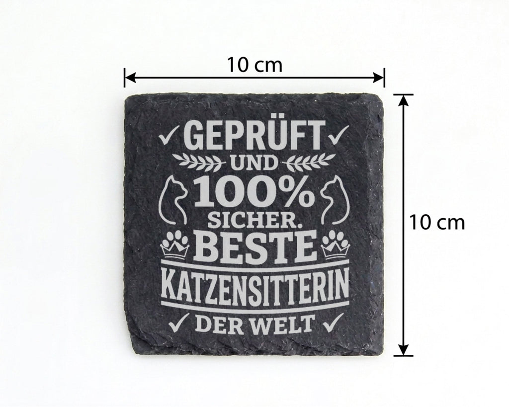 Schiefer Untersetzer Beste Katzensitterin Der Welt - Geschenk Für Tier – Bild 4