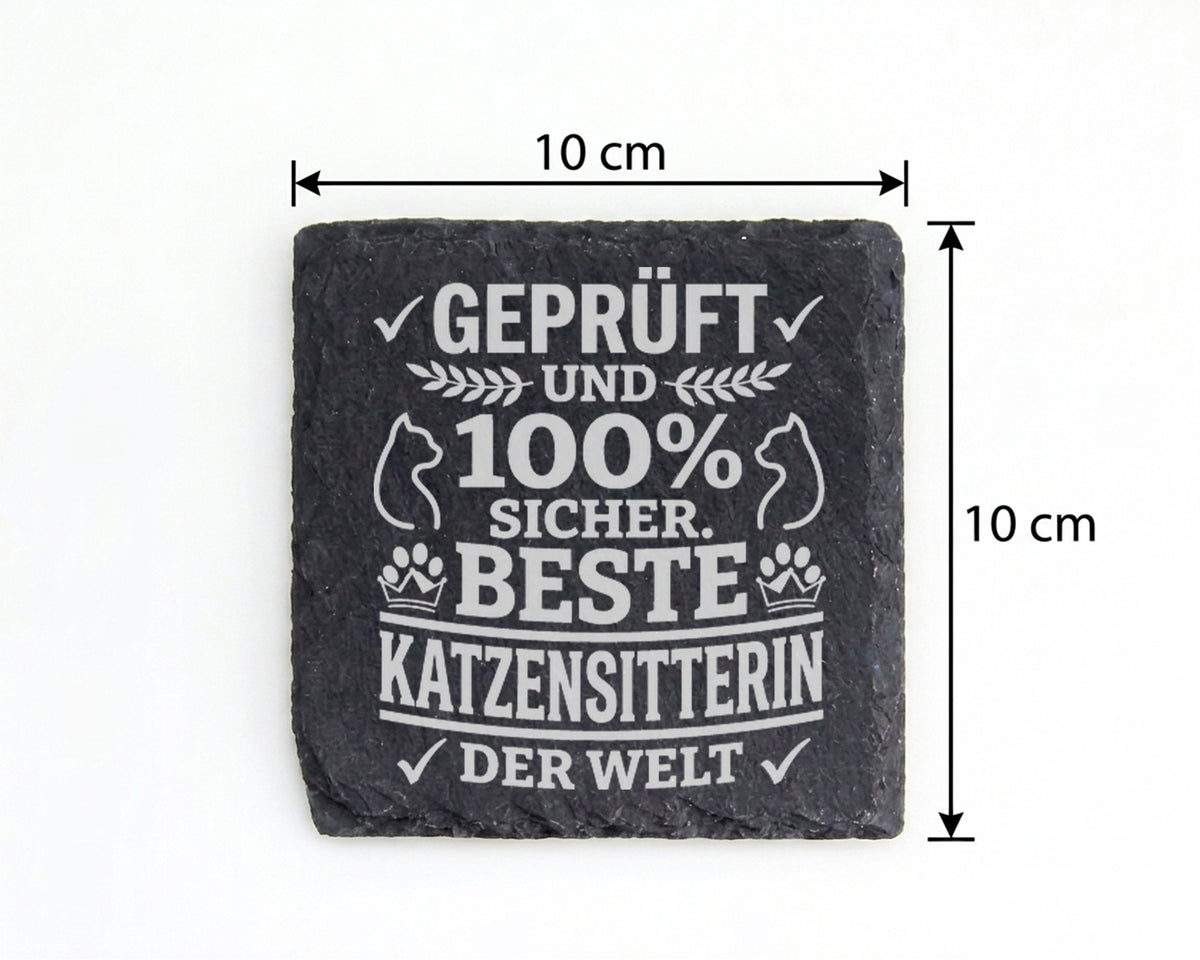 Schiefer Untersetzer Beste Katzensitterin Der Welt - Geschenk Für Tier – Bild 4
