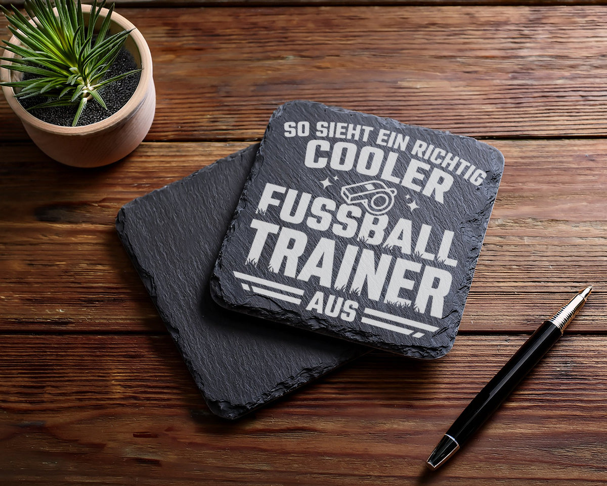 Schiefer Untersetzer Cooler Fussball Trainer Spruch So Sieht Ein Richt – Bild 5