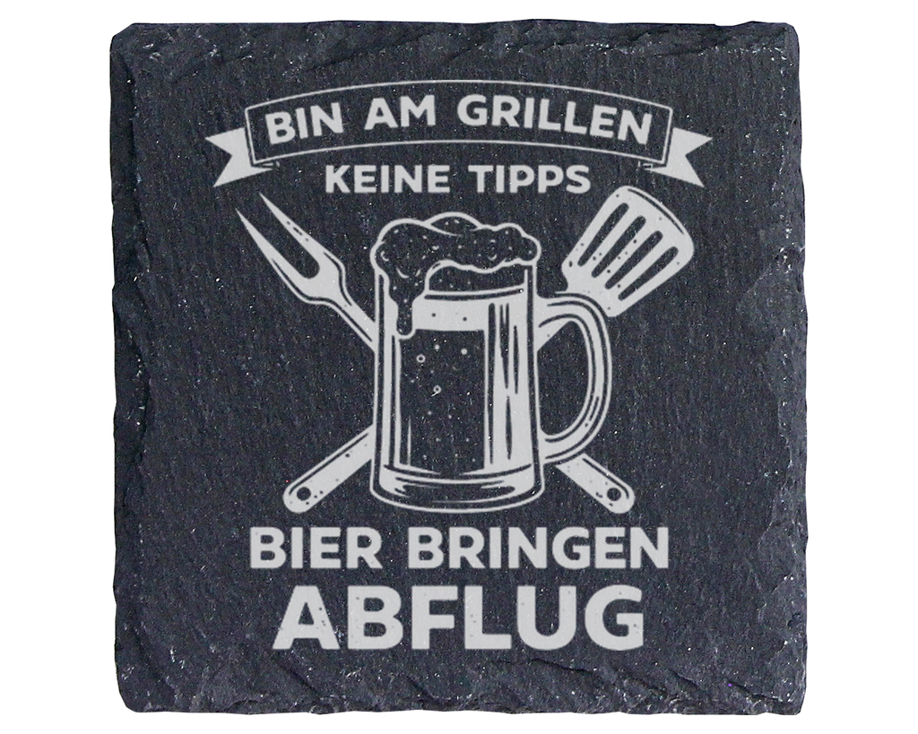 Schiefertafel Untersetzer Bin am Grillen keine Tipps Bier Geschenk für – Bild 1