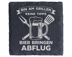 Schiefertafel Untersetzer Bin am Grillen keine Tipps Bier Geschenk für – Bild 1