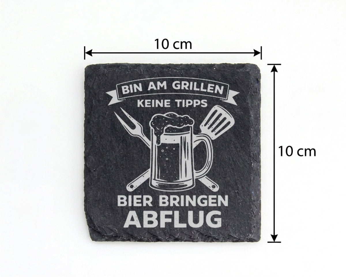 Schiefertafel Untersetzer Bin am Grillen keine Tipps Bier Geschenk für – Bild 4
