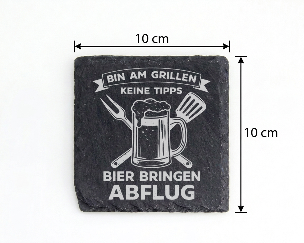 Schiefertafel Untersetzer Bin am Grillen keine Tipps Bier Geschenk für – Bild 4
