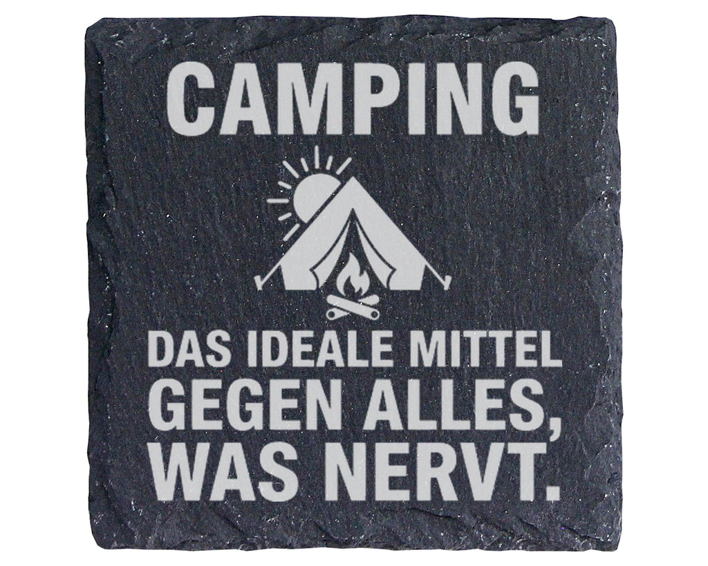 Schiefer Untersetzer Camping Das Ideale Mittel Gegen Nervt - Geschenk  – Bild 1
