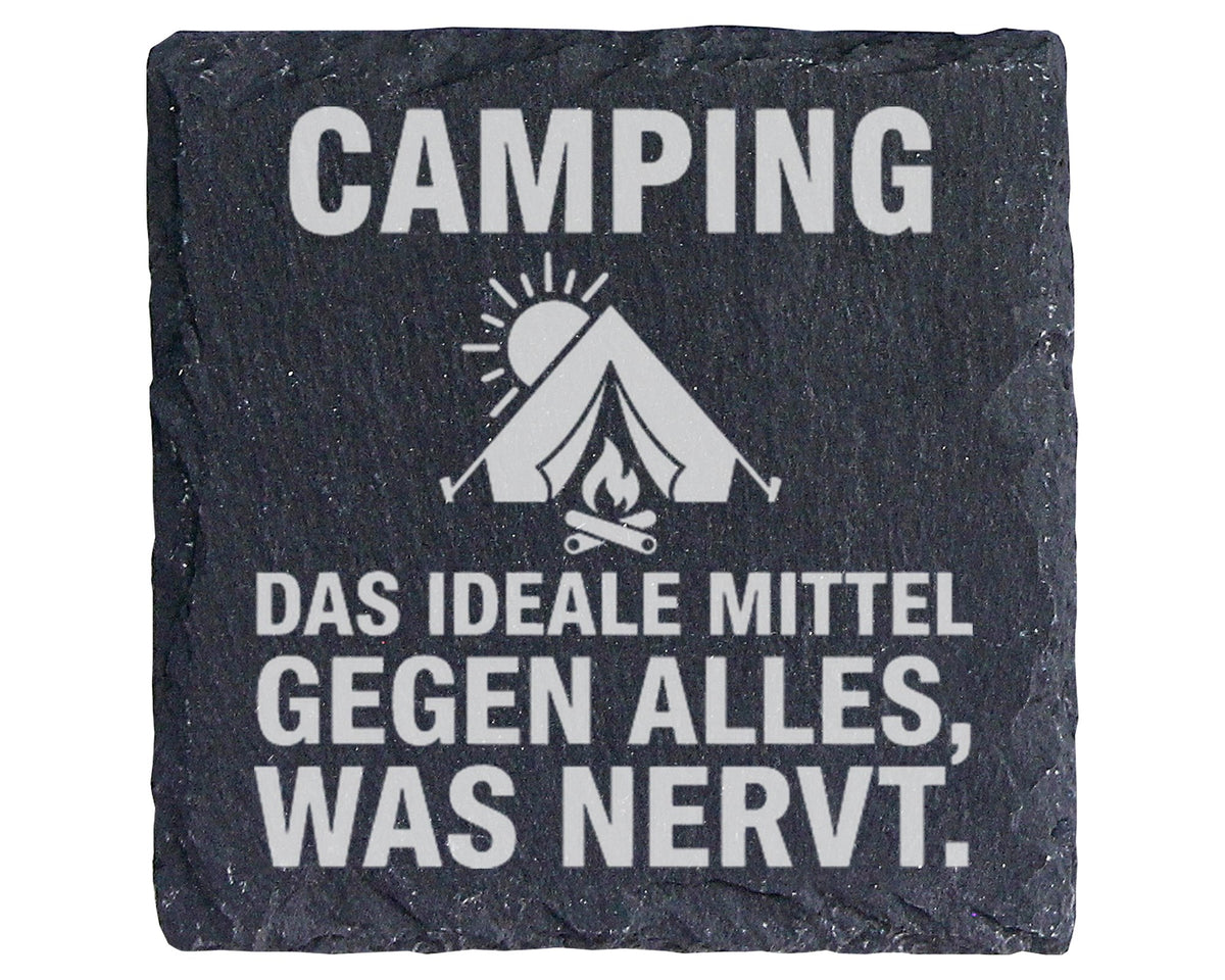 Schiefer Untersetzer Camping Das Ideale Mittel Gegen Nervt - Geschenk  – Bild 1