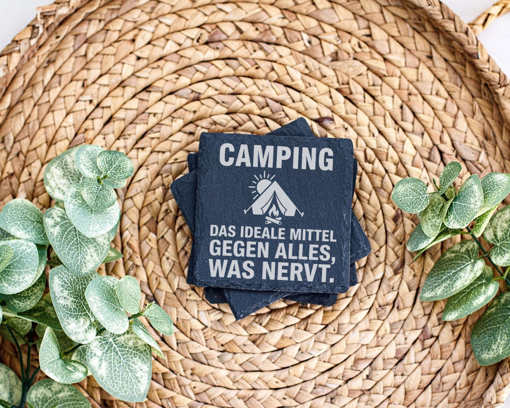 Schiefer Untersetzer Camping Das Ideale Mittel Gegen Nervt - Geschenk  – Bild 3