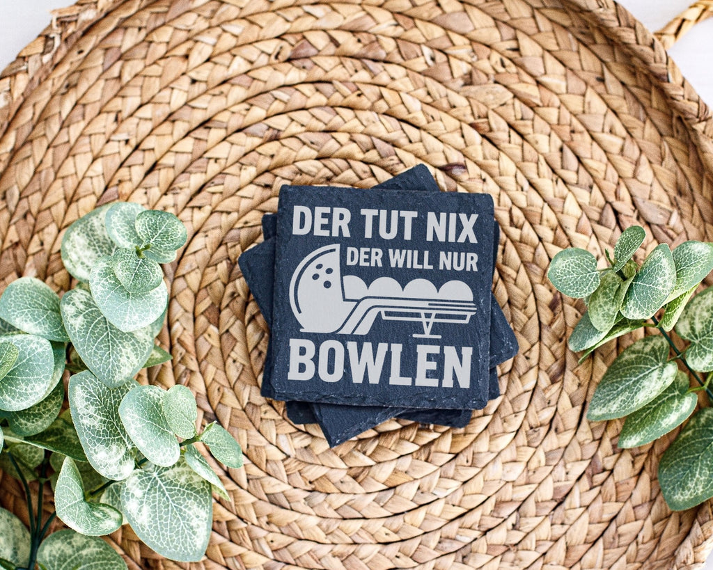 Schiefer Untersetzer Bowlingkugel Der Tut Nix Will Nur Bowlen - Lustig – Bild 3