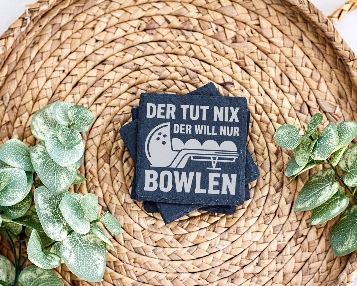 Schiefer Untersetzer Bowlingkugel Der Tut Nix Will Nur Bowlen - Lustig – Bild 3