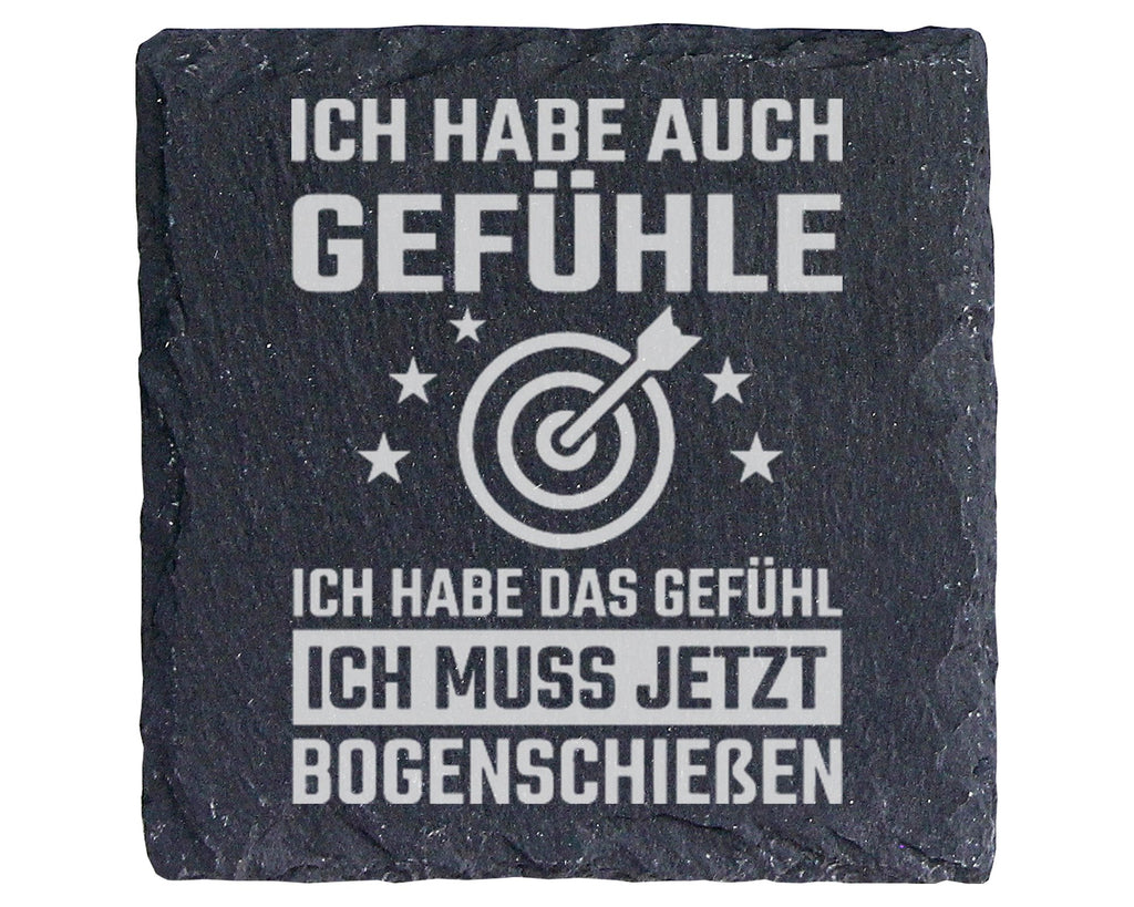 Schiefer Untersetzer Bogenschießen Ich Muss Jetzt Gefühl Spruch - Gesc – Bild 1