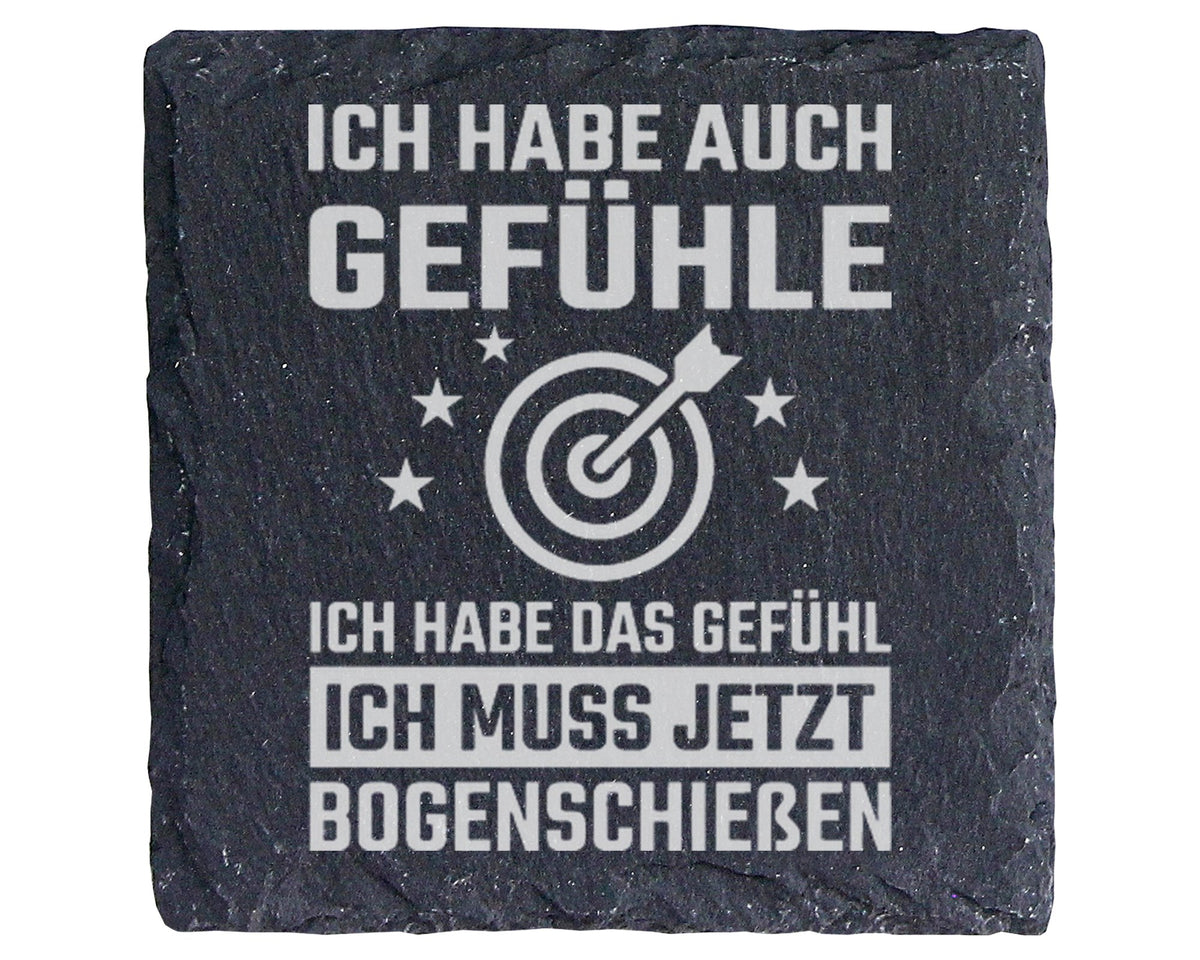 Schiefer Untersetzer Bogenschießen Ich Muss Jetzt Gefühl Spruch - Gesc – Bild 1