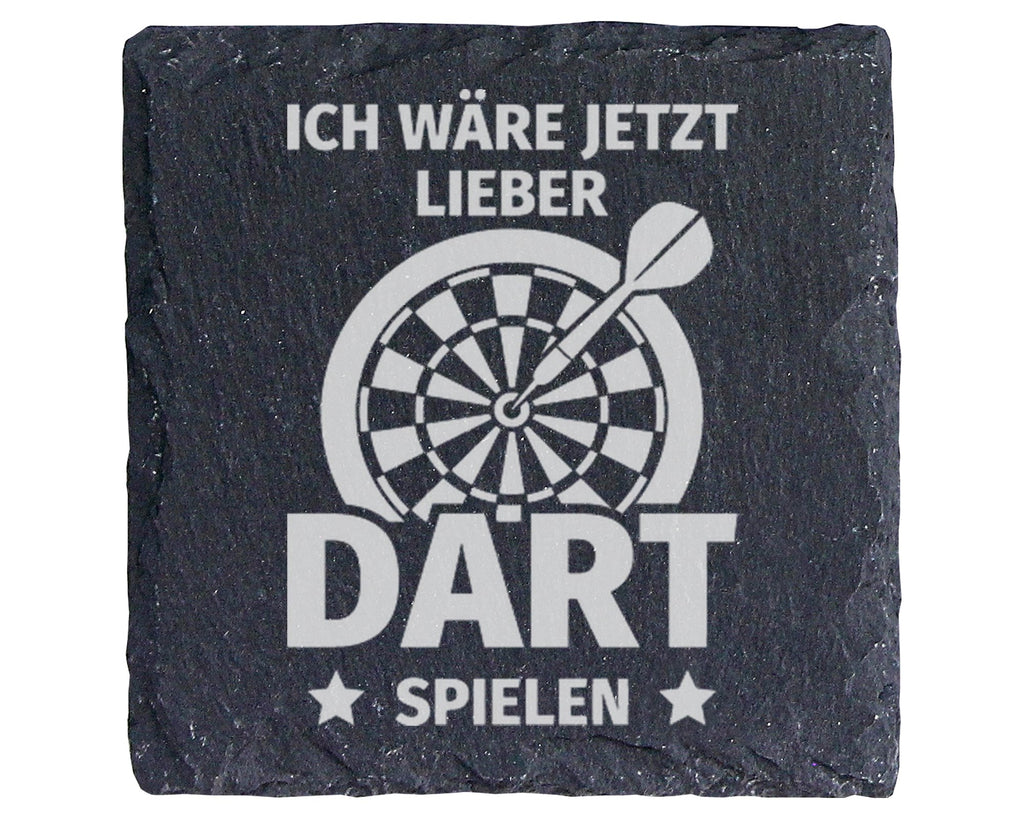 Schiefer Untersetzer Dartscheibe Ich Wäre Jetzt Lieber Spielen - Gesch – Bild 1