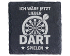 Schiefer Untersetzer Dartscheibe Ich Wäre Jetzt Lieber Spielen - Gesch – Bild 1