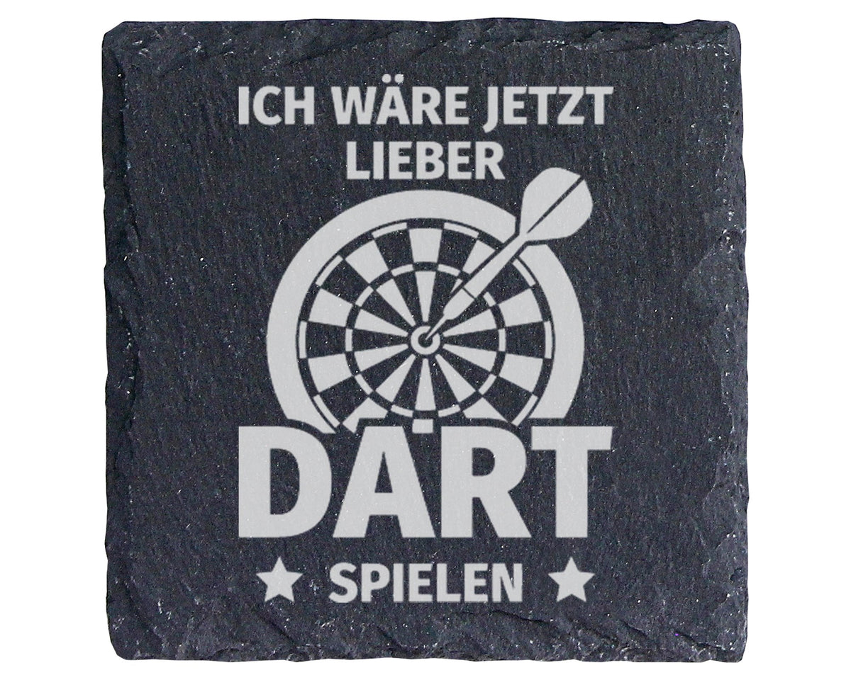 Schiefer Untersetzer Dartscheibe Ich Wäre Jetzt Lieber Spielen - Gesch – Bild 1